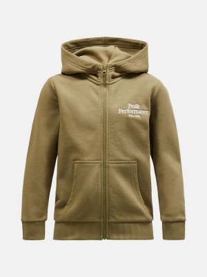 Peak Performance Original Zip Kids' Hoodie Olive | PVP59-413