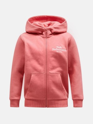 Peak Performance Original Zip Kids' Hoodie Pink | UEK55-833