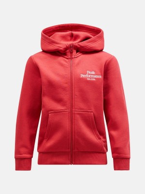 Peak Performance Original Zip Kids' Hoodie Red | PBK97-732