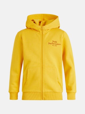 Peak Performance Original Zip Kids' Hoodie Gold | PUZ59-017