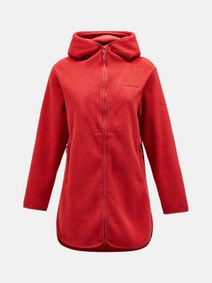 Peak Performance Pile Long Zip Women's Jacket Red | OSE99-486