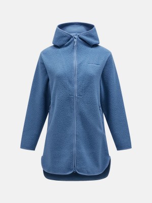 Peak Performance Pile Long Zip Women's Jacket Blue | ELJ95-611