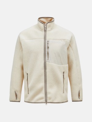 Peak Performance Pile Zip Men's Jacket Beige | USV33-638