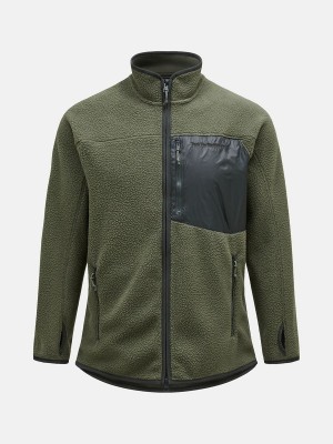 Peak Performance Pile Zip Men's Jacket Green | RLF66-935