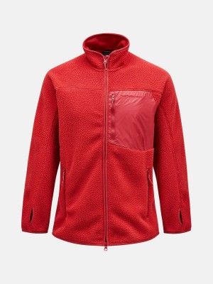 Peak Performance Pile Zip Men's Jacket Red | OFP48-716