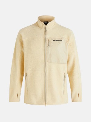 Peak Performance Pile Zip Men's Jacket Yellow | RFD87-943