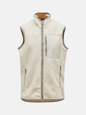 Peak Performance Pile Zip Men's Vest Beige | OEH85-083