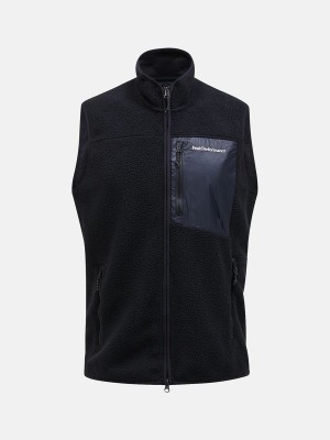 Peak Performance Pile Zip Men's Vest Black | QHD35-748