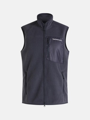 Peak Performance Pile Zip Men's Vest Grey | ENO88-406