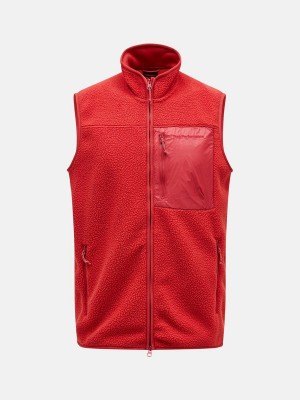 Peak Performance Pile Zip Men's Vest Red | TJY36-517