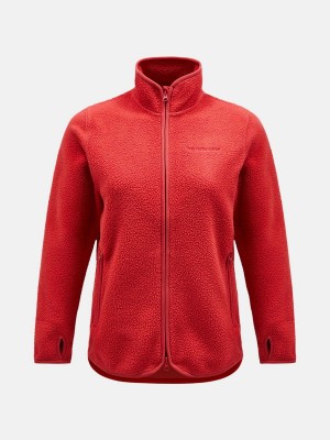 Peak Performance Pile Zip Women's Jacket Red | EAL09-857