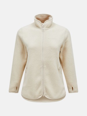 Peak Performance Pile Zip Women's Jacket Beige | EZR47-616