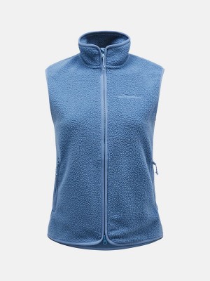 Peak Performance Pile Zip Women's Vest Blue | UYI70-559