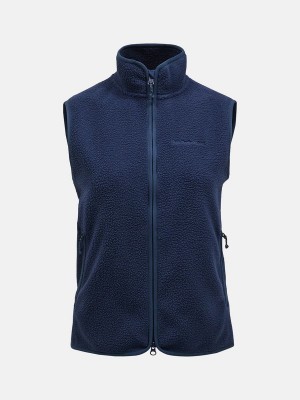 Peak Performance Pile Zip Women's Vest Navy | LVS11-305