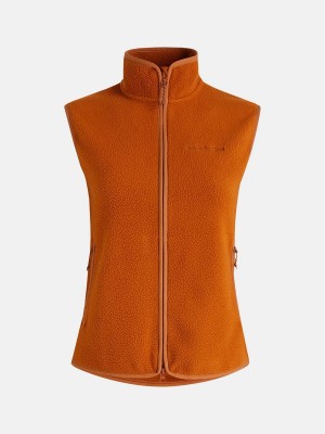 Peak Performance Pile Zip Women's Vest Orange | YRF78-492