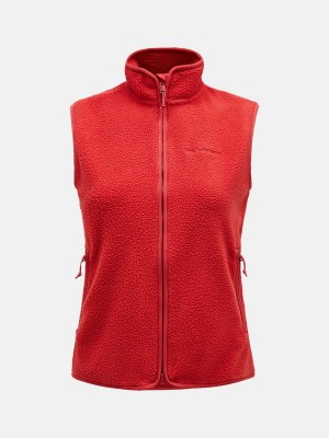 Peak Performance Pile Zip Women's Vest Red | FAB40-856