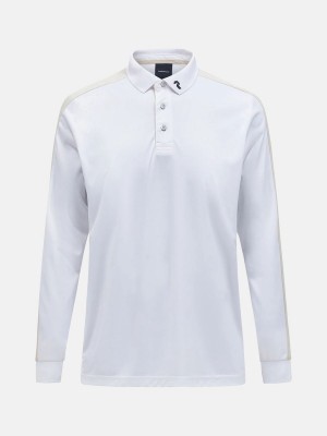 Peak Performance Player Long Sleeve Men's Polo Shirt White / Beige | NJU59-213