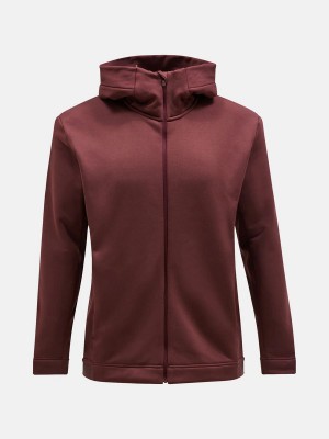 Peak Performance Rider Tech Zip Hood Men's Jacket Burgundy | TFE55-780