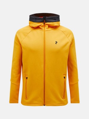 Peak Performance Rider Zip Hood Men's Jacket Yellow / Grey | QLT68-495