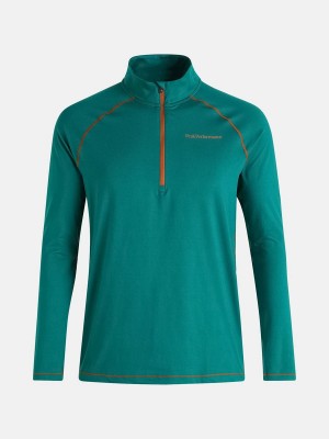 Peak Performance Spirit Half Zip Men's Top Green / Orange | CWW65-116