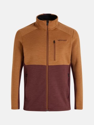 Peak Performance Vertical Mid Zip Men's Jacket Brown / Burgundy | WCF50-855