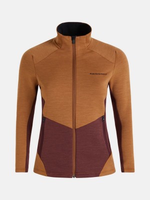 Peak Performance Vertical Mid Zip Women's Jacket Brown / Burgundy | RHO72-067