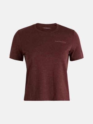 Peak Performance Wool Blend Cropped Short Sleeve Women's T-Shirt Burgundy | LER70-389