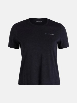 Peak Performance Wool Blend Cropped Short Sleeve Women's T-Shirt Black | EFF93-147