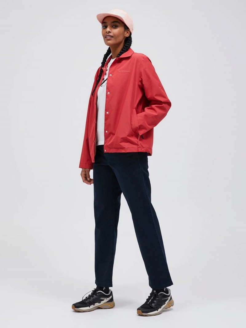 Peak Performance 2L Coach Women's Wind Jacket Red | GOP49-671