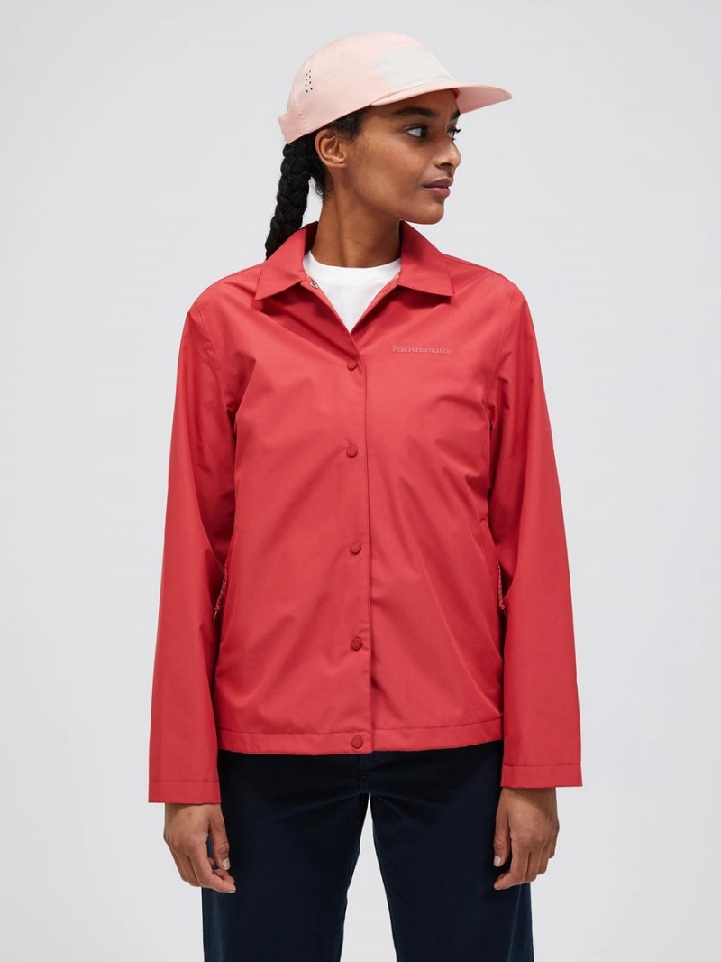 Peak Performance 2L Coach Women's Wind Jacket Red | GOP49-671