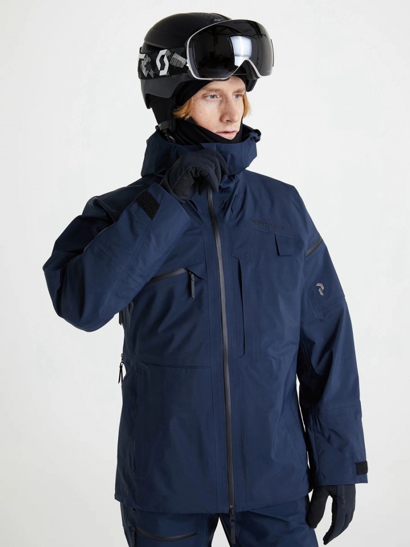 Peak Performance Alpine Gore-Tex 3L Men's Ski Jacket Navy | EXY93-494