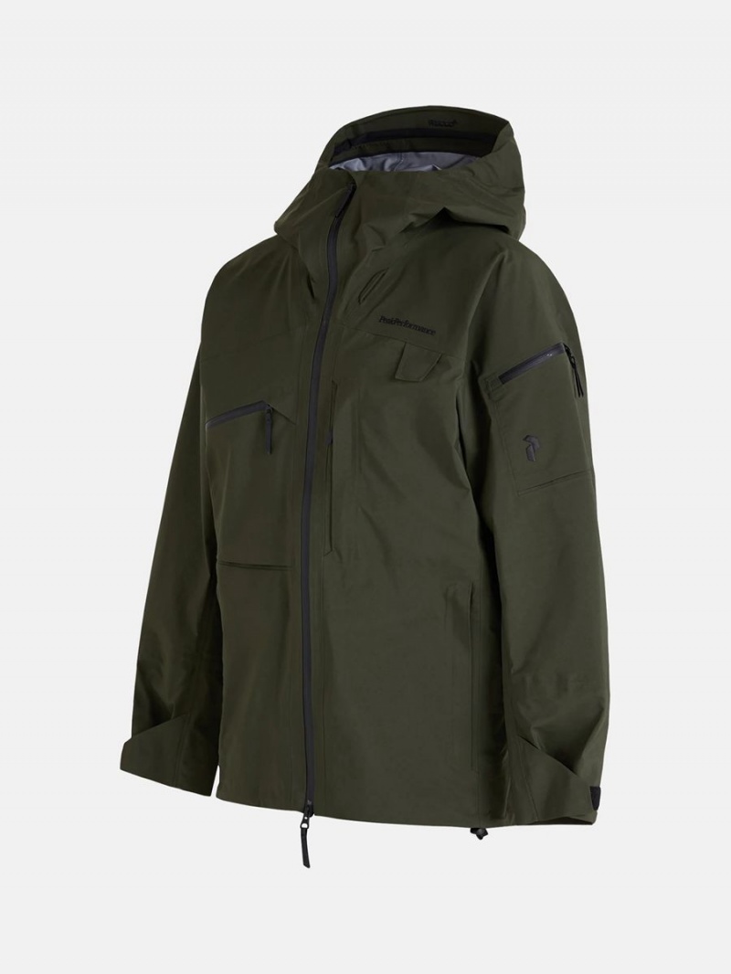 Peak Performance Alpine Gore-Tex 3L Men's Ski Jacket Green | TQZ20-468