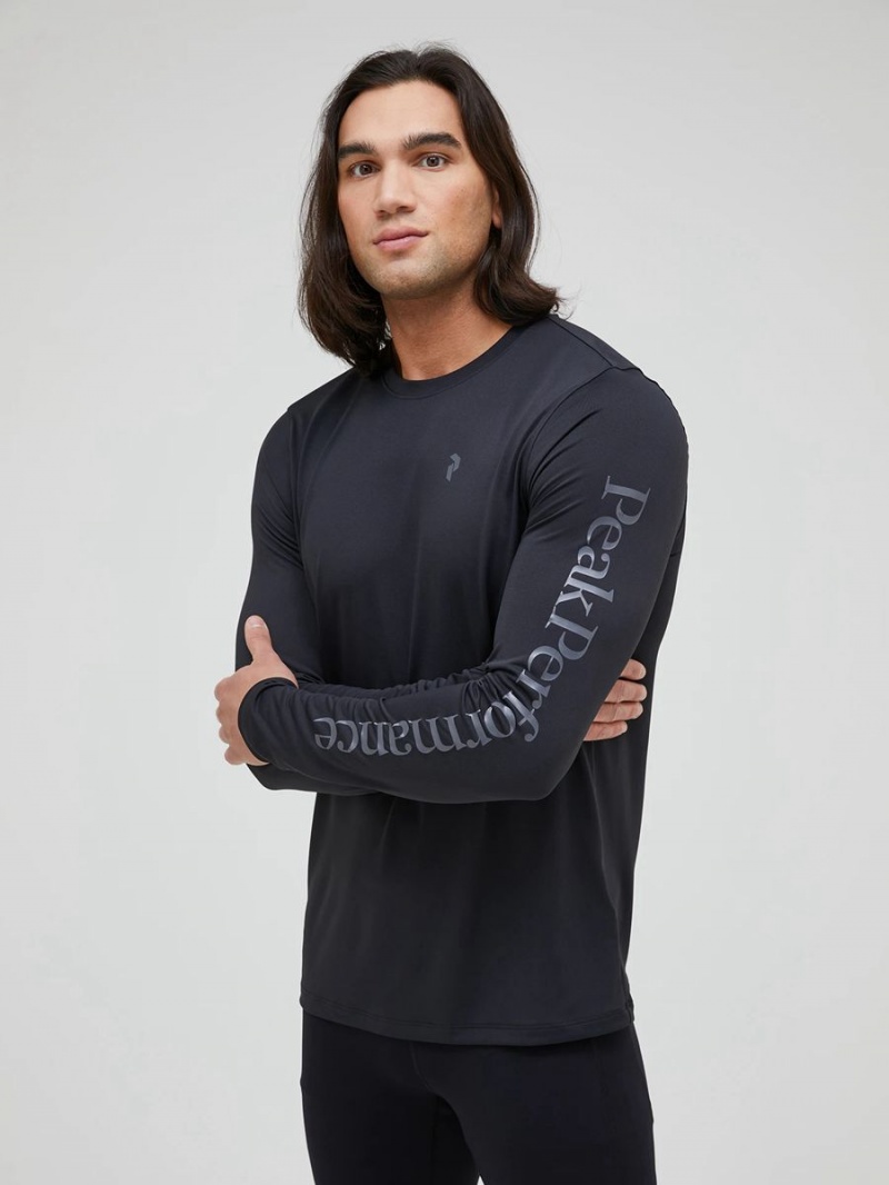 Peak Performance Alum Light Long Sleeve Men's T-Shirt Black | KNF97-266