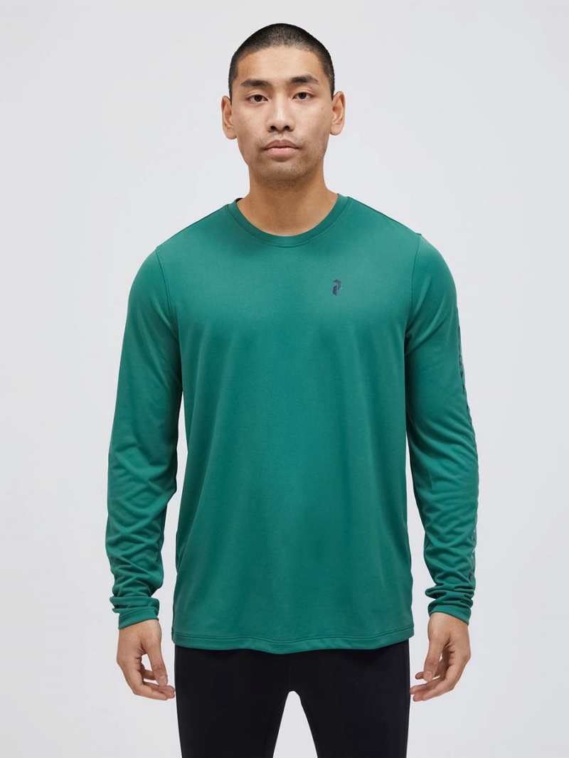 Peak Performance Alum Light Long Sleeve Men's T-Shirt Green / Black | NYN92-856