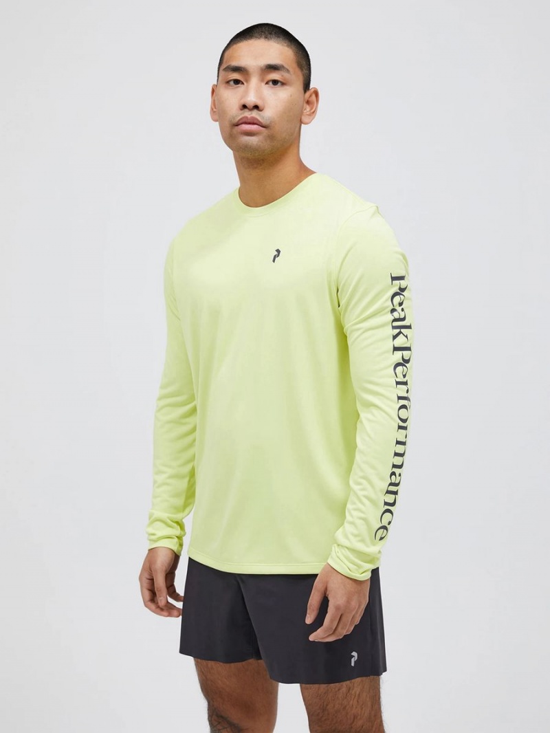 Peak Performance Alum Light Long Sleeve Men's T-Shirt Yellow / Black | GQJ16-895