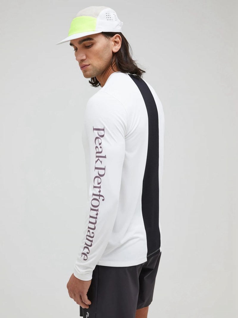 Peak Performance Alum Light Long Sleeve Men's T-Shirt White / Black | VTO34-656