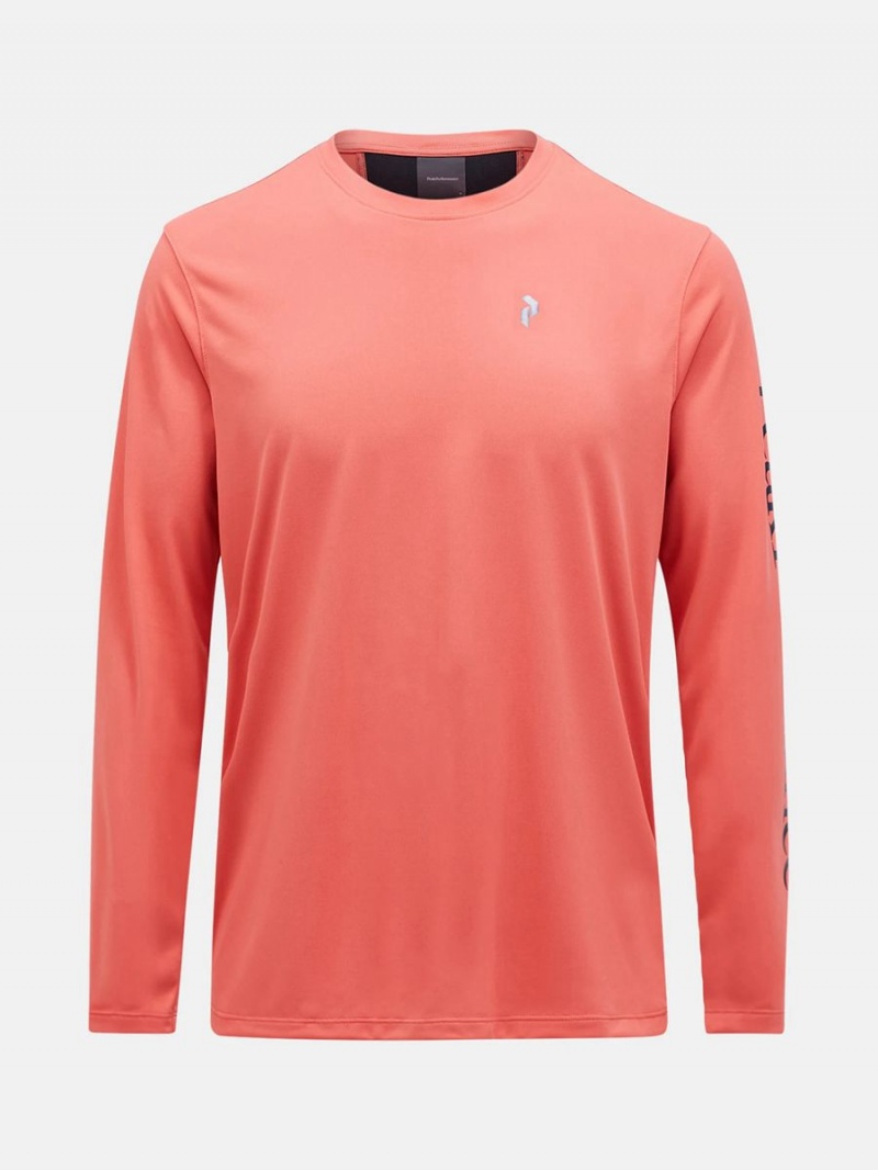 Peak Performance Alum Light Long Sleeve Men\'s T-Shirt Pink / Black | UPT87-060