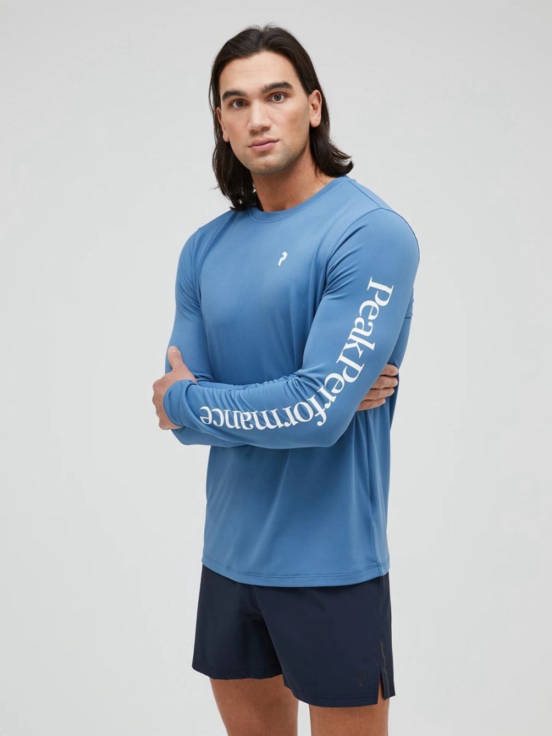 Peak Performance Alum Light Long Sleeve Men's T-Shirt Blue / Black | RZQ96-310