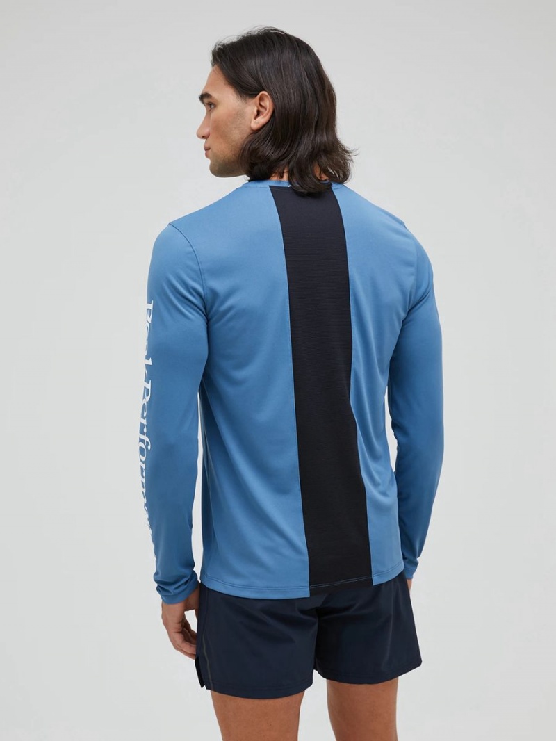 Peak Performance Alum Light Long Sleeve Men's T-Shirt Blue / Black | RZQ96-310