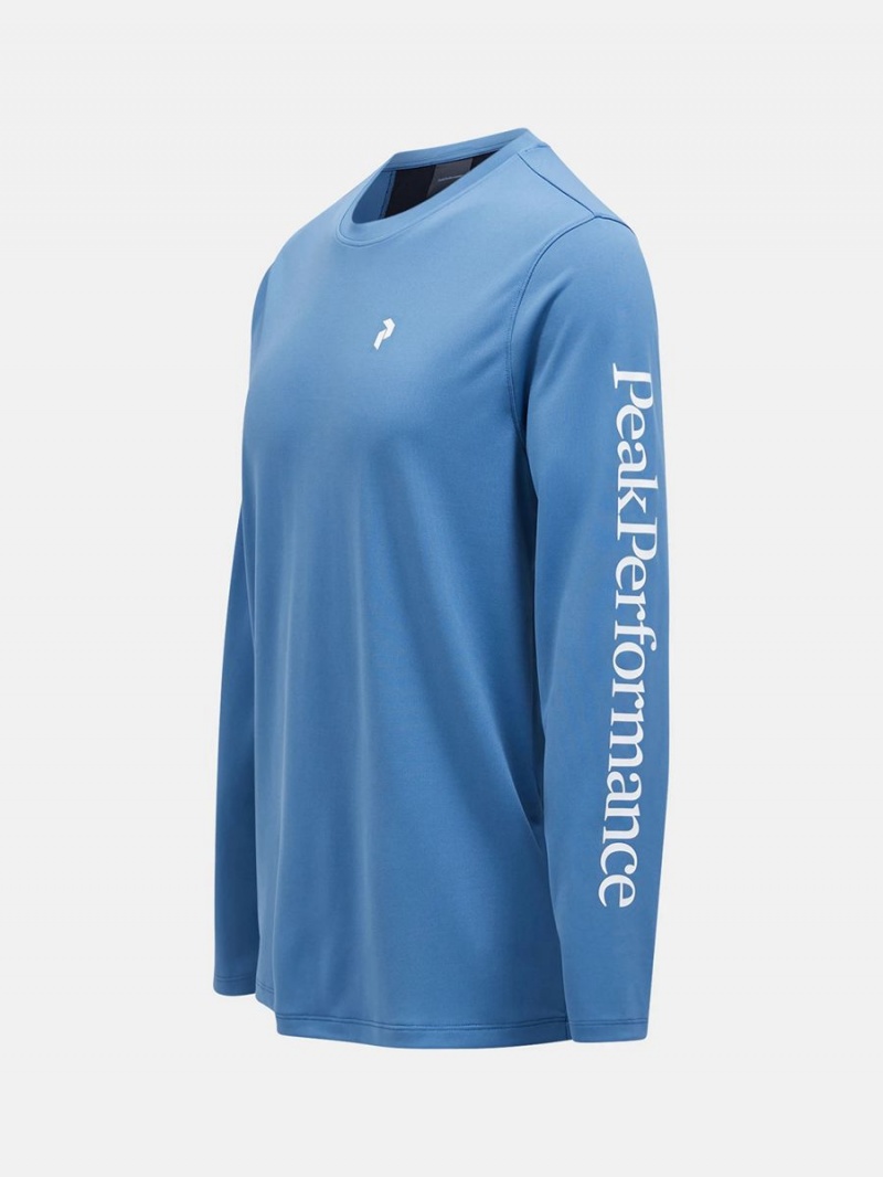 Peak Performance Alum Light Long Sleeve Men's T-Shirt Blue / Black | RZQ96-310