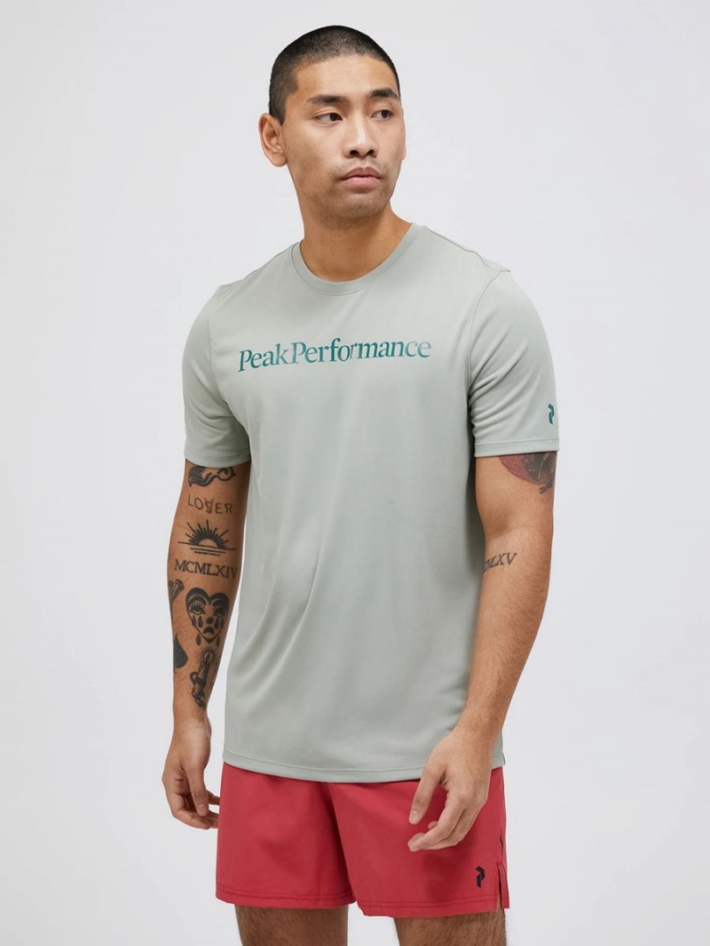 Peak Performance Alum Light Short Sleeve Men's T-Shirt Green / Black | LUF31-264