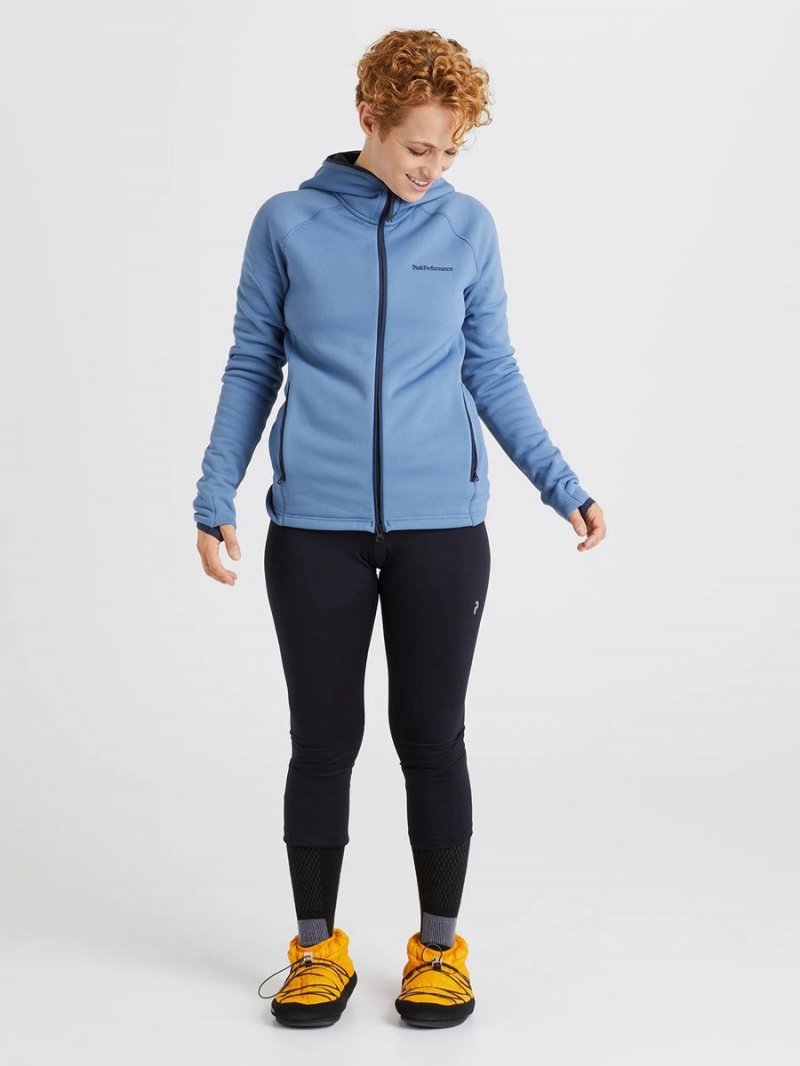 Peak Performance Chill Zip Hood Women's Jacket Blue / Navy | BDD65-055