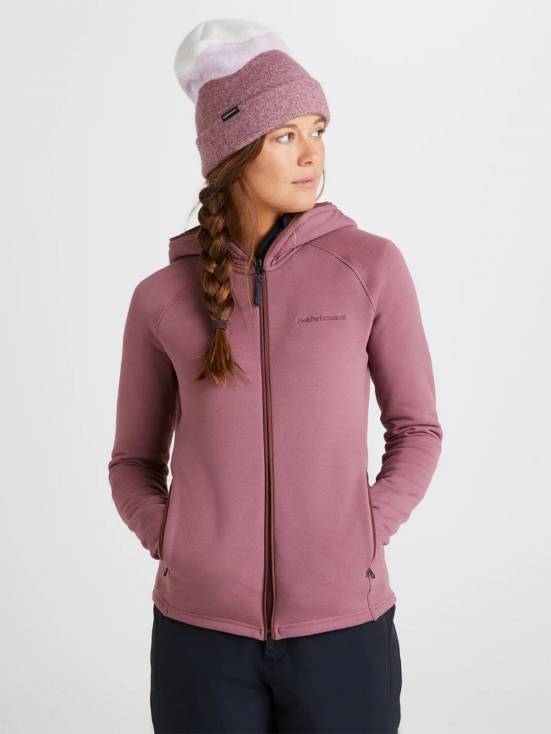 Peak Performance Chill Zip Hood Women's Jacket Pink / Burgundy | ZMQ37-679