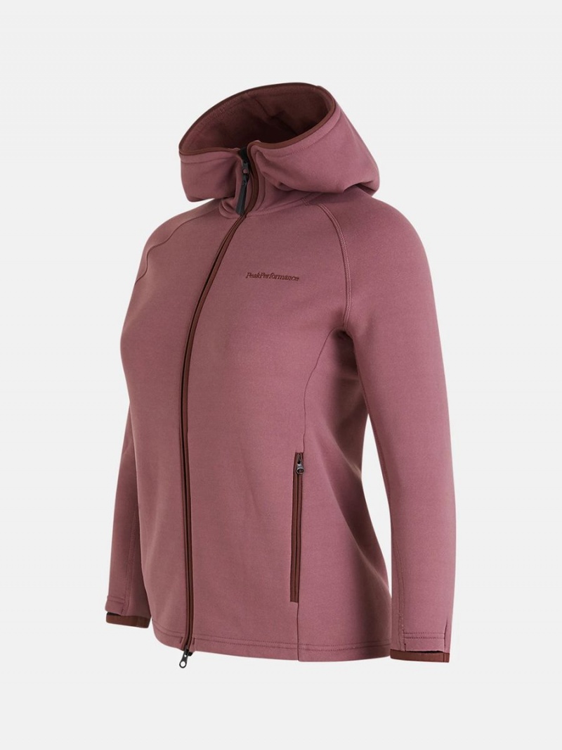 Peak Performance Chill Zip Hood Women's Jacket Pink / Burgundy | ZMQ37-679