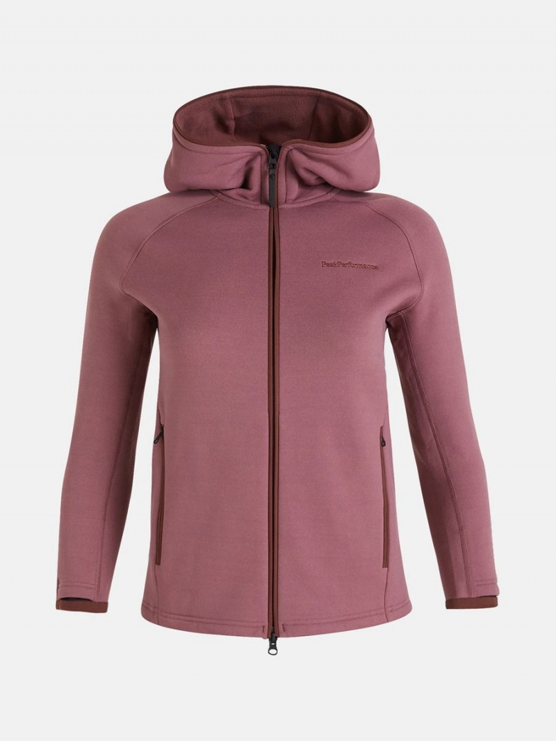 Peak Performance Chill Zip Hood Women\'s Jacket Pink / Burgundy | ZMQ37-679