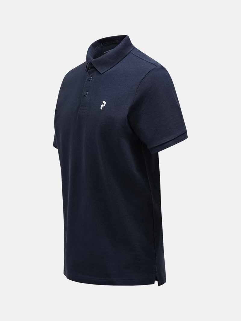 Peak Performance Classic Cotton Men's Polo Shirt Navy | HPE67-857