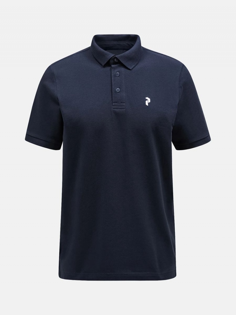 Peak Performance Classic Cotton Men\'s Polo Shirt Navy | HPE67-857