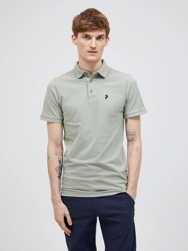 Peak Performance Classic Cotton Men's Polo Shirt Green | RES49-634