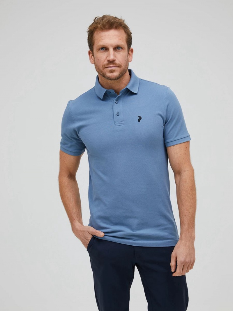 Peak Performance Classic Cotton Men's Polo Shirt Blue | EKA63-922