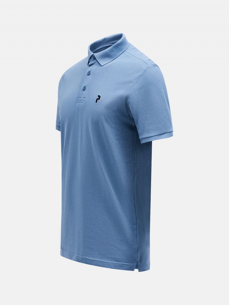 Peak Performance Classic Cotton Men's Polo Shirt Blue | EKA63-922